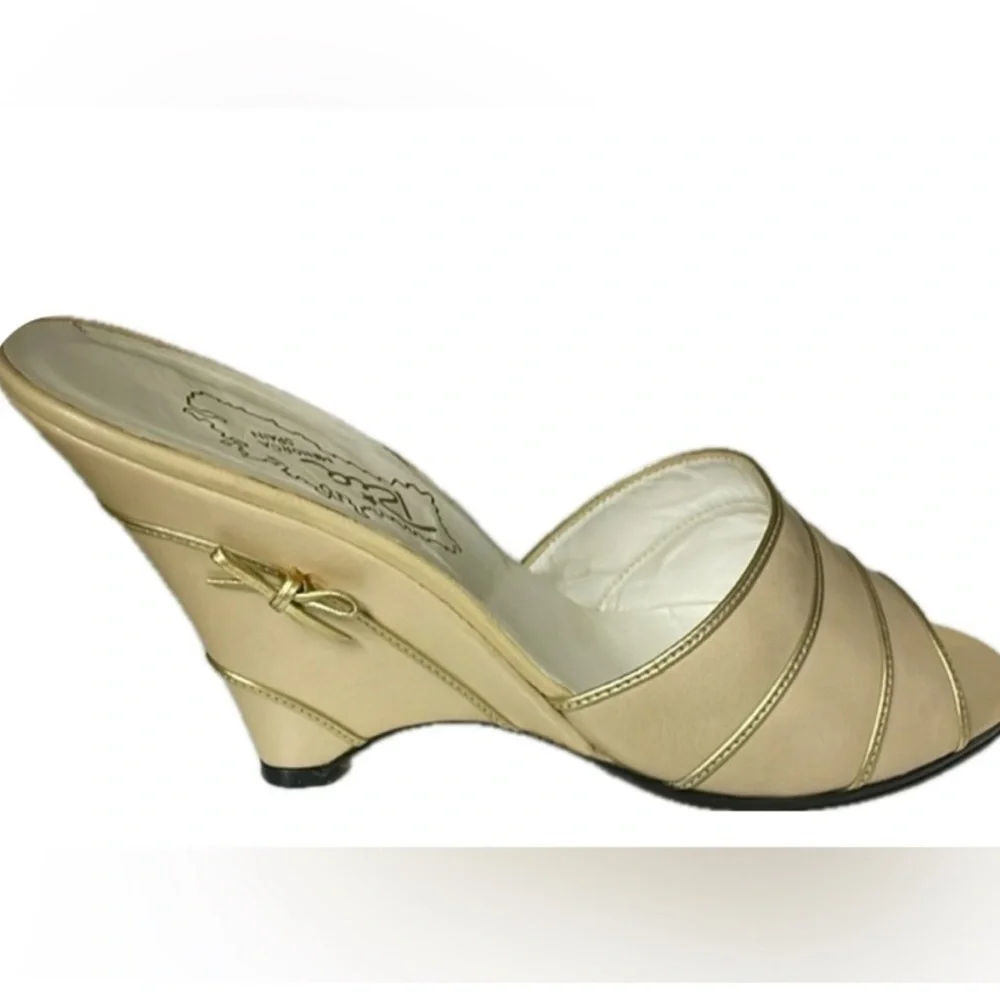 Ria Menorca Women’s Cream With Gold Wedge Heel